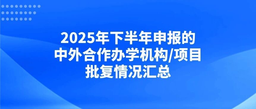 2025年下半年申报的中外合作办学机构/项目批复情况汇总