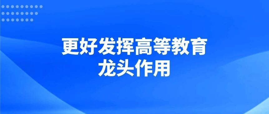 更好发挥高等教育龙头作用